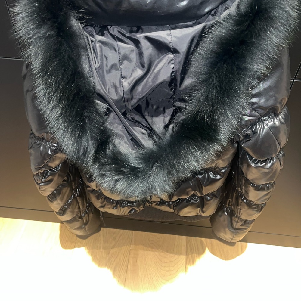 RUDSAK Black Down Bomber Puffer Jacket w/ Detachable Fur Hood - Picture 3 of 5